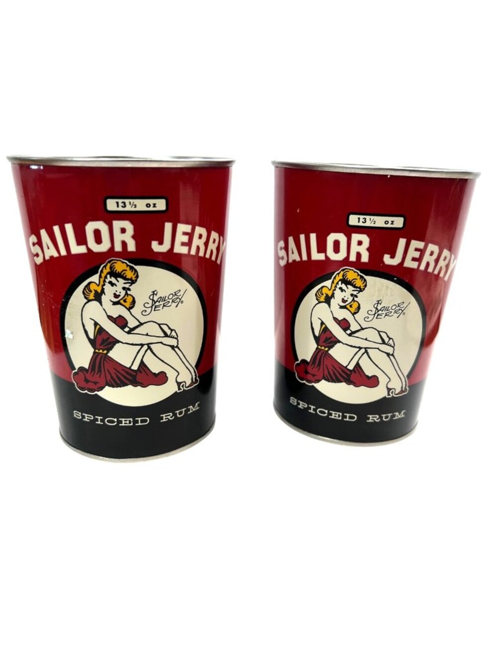 Set of 2 Sailor Jerry Spiced Rum Metal Tin Cups 13.5 oz Pin-Up Girl Barware